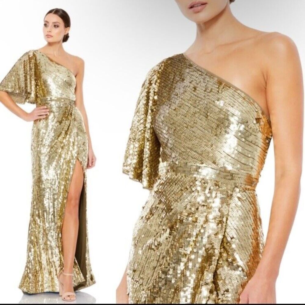 NWT Mac Duggal Size 2 Embellished Cap Sleeve Cowl Neck Trumpet Gown G1935